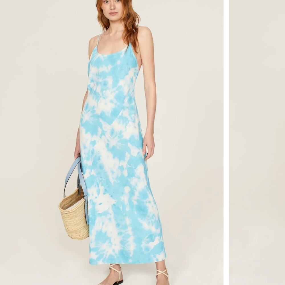 Thakoon Blue Cloud Maxi Slip Dress Size 0 Cocktail Gown Vacation Designer $315